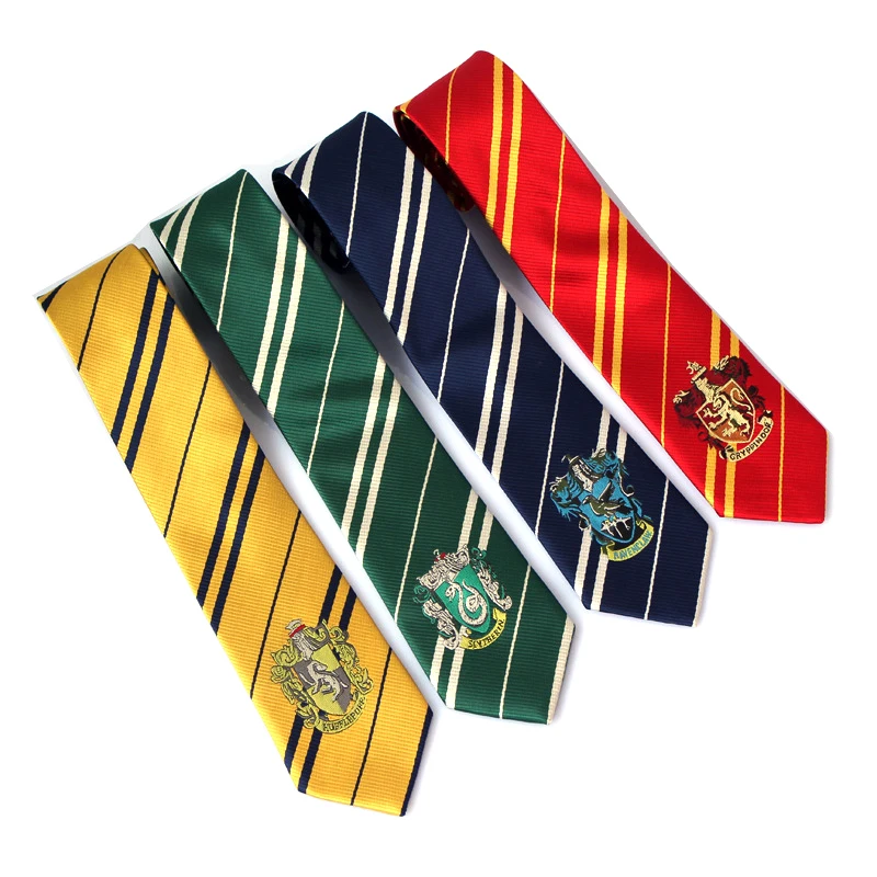 

British College Style Necktie Badge Ties Striped Neck Ties Magic Academy Neckties Movie Cosplay Party Props Halloween Cosplay