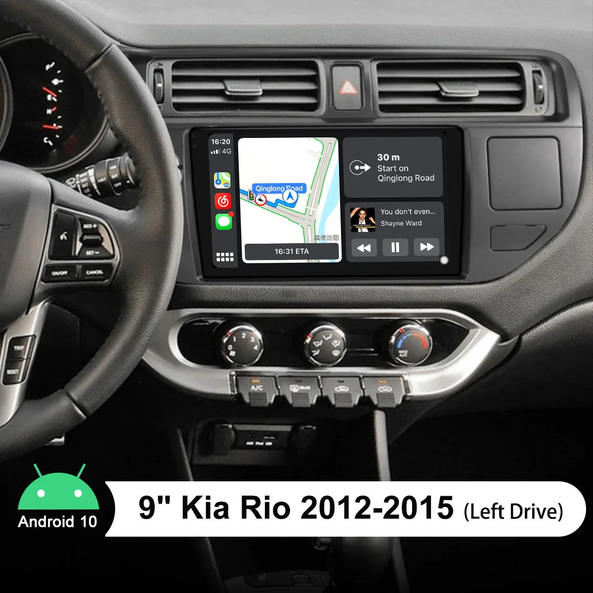 구매 9 인치 라디오 테이프 레코더 중앙 멀티미디어 플레이어 안드로이드 무선 카플레이 오디오, 기아 리오 2012-2015 플러그 앤 플레이