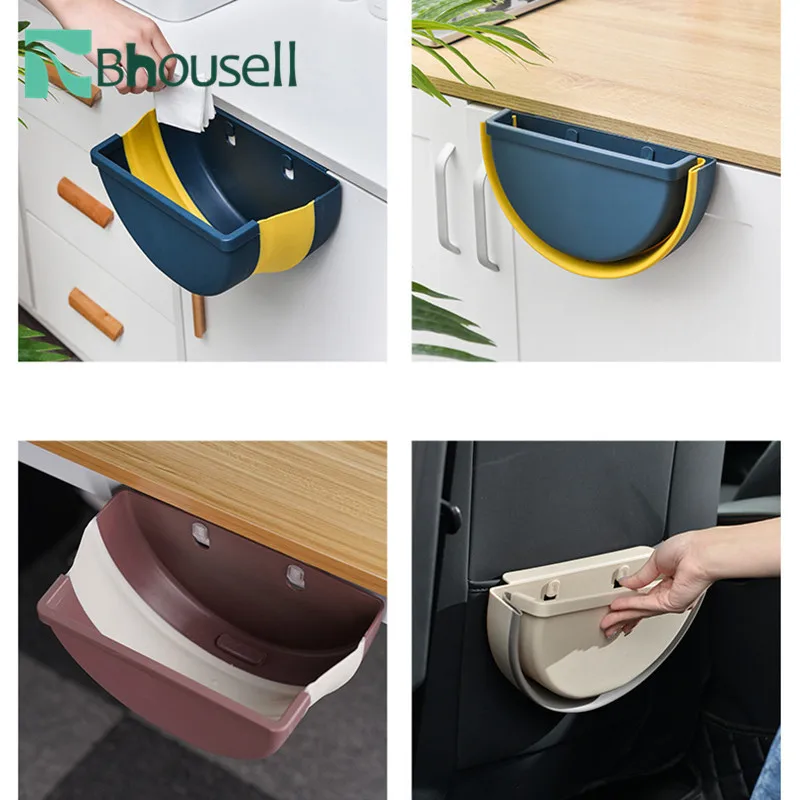 

Wall-mounted Collapsible Garbage Cans Living Room Kitchen Bathroom Car Storage Cabinet Door Hanging Garbage Bag Holder