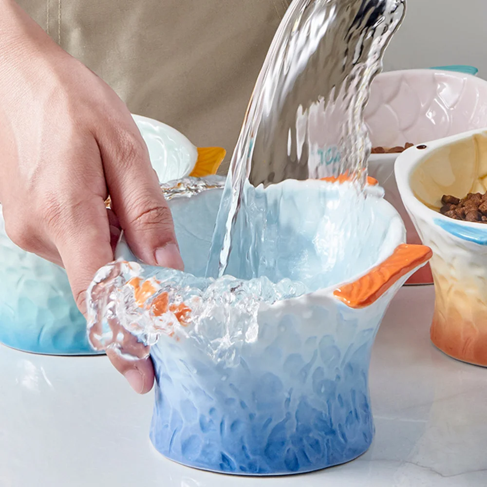 

Colored Fish Series Ceramic Cat Snack Bowl Water and Food Bowl Pet Supplies