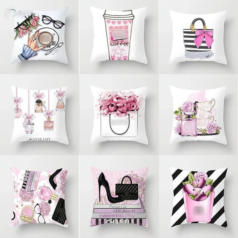 45x45 см наволочка ручная роспись цветы флаконы духов для дома декоративные