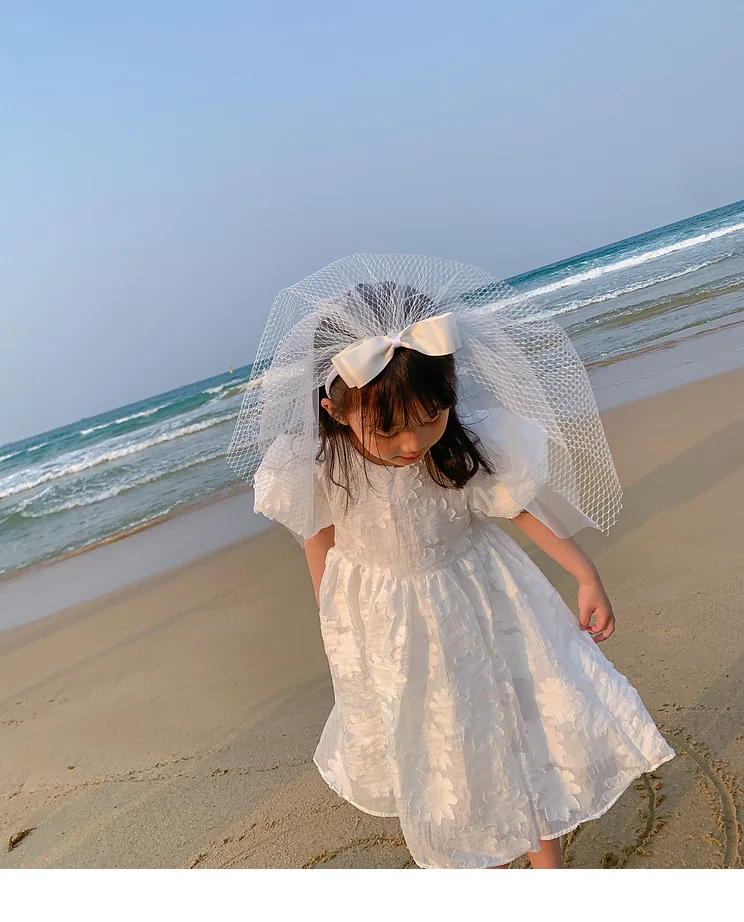 

Summer New Baby Clothes Fashion Sweet Flower Printed Puff Sleeve Dress Chlid Soild Loose Princess Dresses