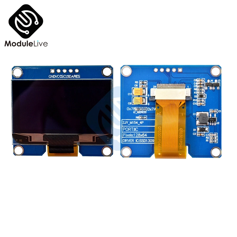 Модуль дисплея OLED 128x64 IPS 1 54 дюйма 5 контактов SPI SPD0301 Драйвер IC плата адаптера белая
