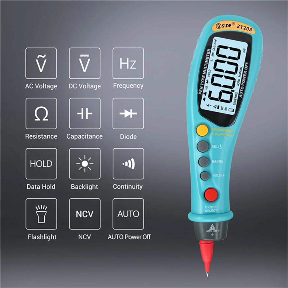 Цифровой мультиметр BSIDE Pen-Type истинный RMS автомобильный вольтметр с