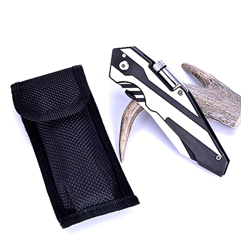 8-дюймовый светодиодный складной нож 57HRC 5Cr15 лезвие алюминиевая ручка Флиппер