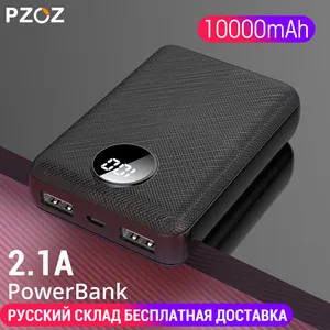 pzoz 10000mah power bank dual usb for iphone 11 xiaomi mobile phone external battery fast charge portable charger mini powerbank free global shipping