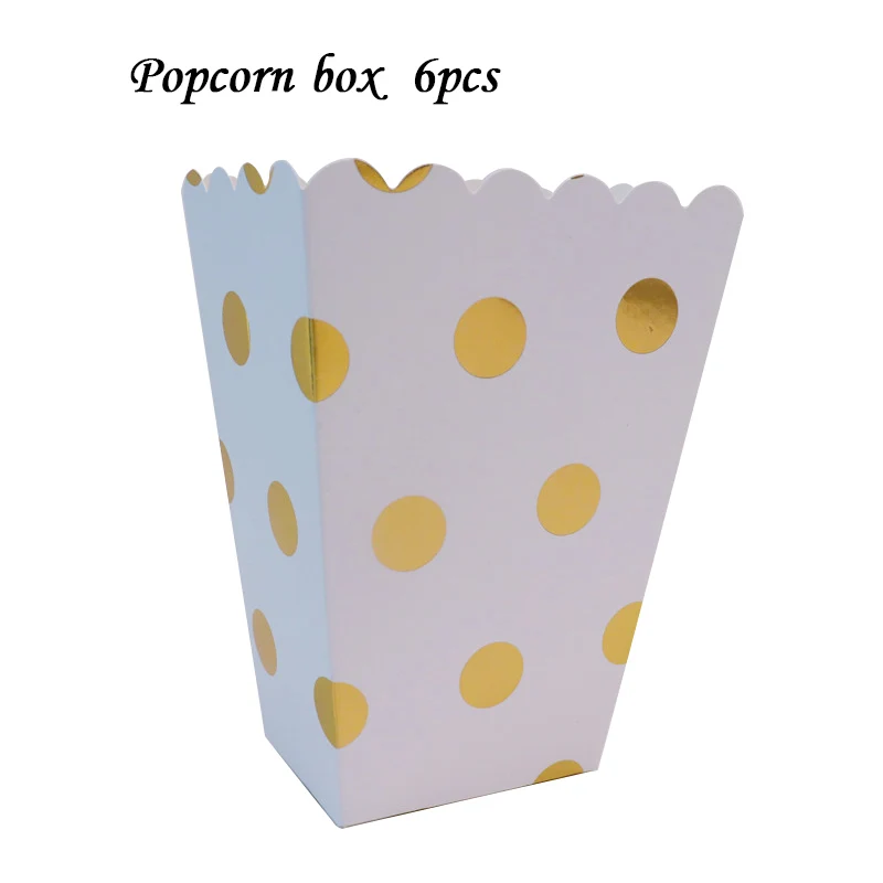 6pcs 6 шт. желтая коробка для попкорна, украшения для дня рождения, вечерние принадлежности для дня рождения, Рождества, свадебной вечеринки, украшения для детей - Цвет: 6pcs