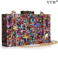 new wallet sequin evening bag luxury multi color stylish women bridal prom blingbling acrylic party handbag wedding clutch purse