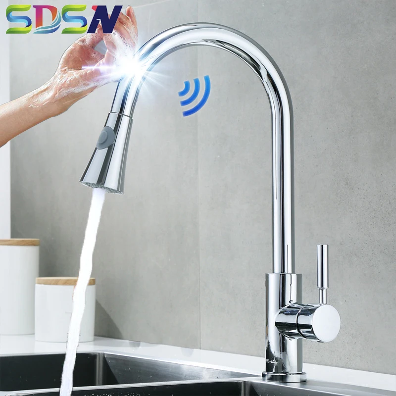 Хромированный сенсорный кухонный кран SDSN смеситель из нержавеющей стали с