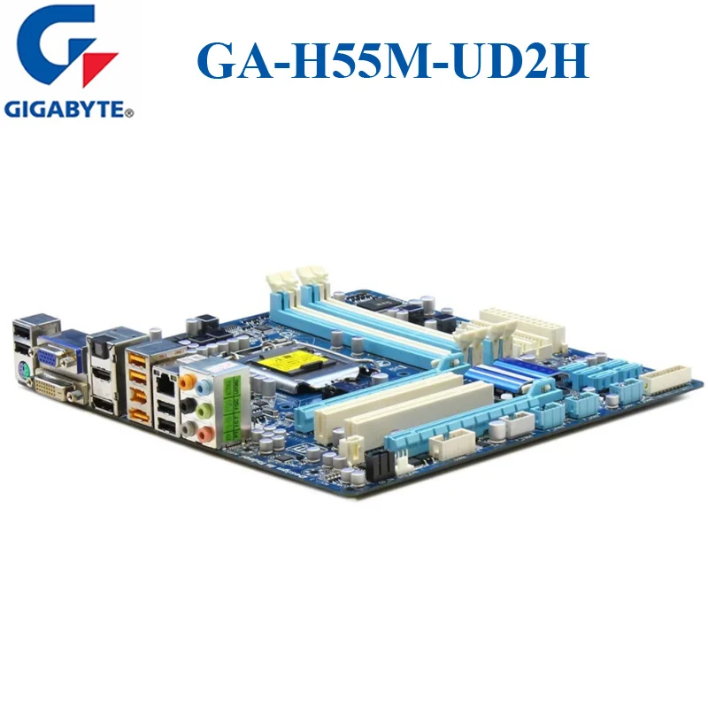 Розетка LGA 1156 GIGABYTE GA-H55M-UD2H десктопная материнская плата DDR3 16GB Micro ATX USB2.0 i7 i5 i3