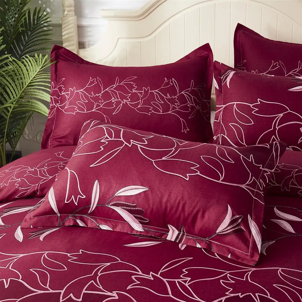 Искусственный вышивка стеганное ватное одеяло набор постельного белья Queen King size