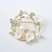 european and american fashion athens ladies pearl brooches for women uniform brooch light luxury flower wedding jewelry gift