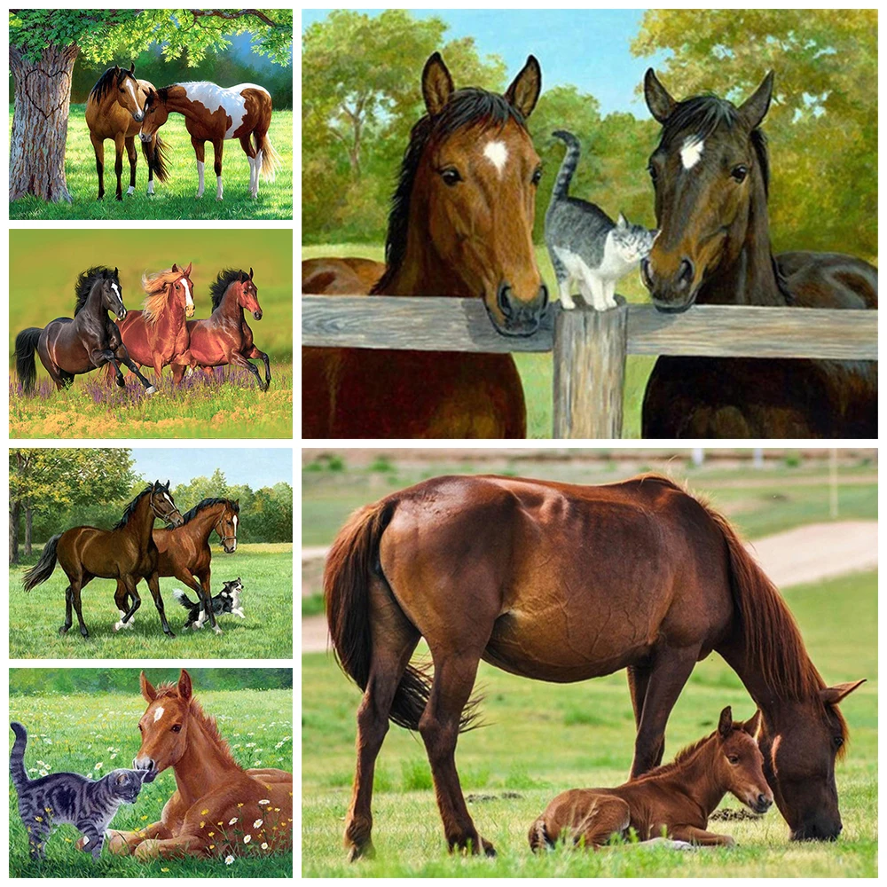 

5D DIY Diamond Painting Elegant Horse Full Square Diamond Embroidery Mosaic Rhinestone Picture Home Decoration Holiday Gift