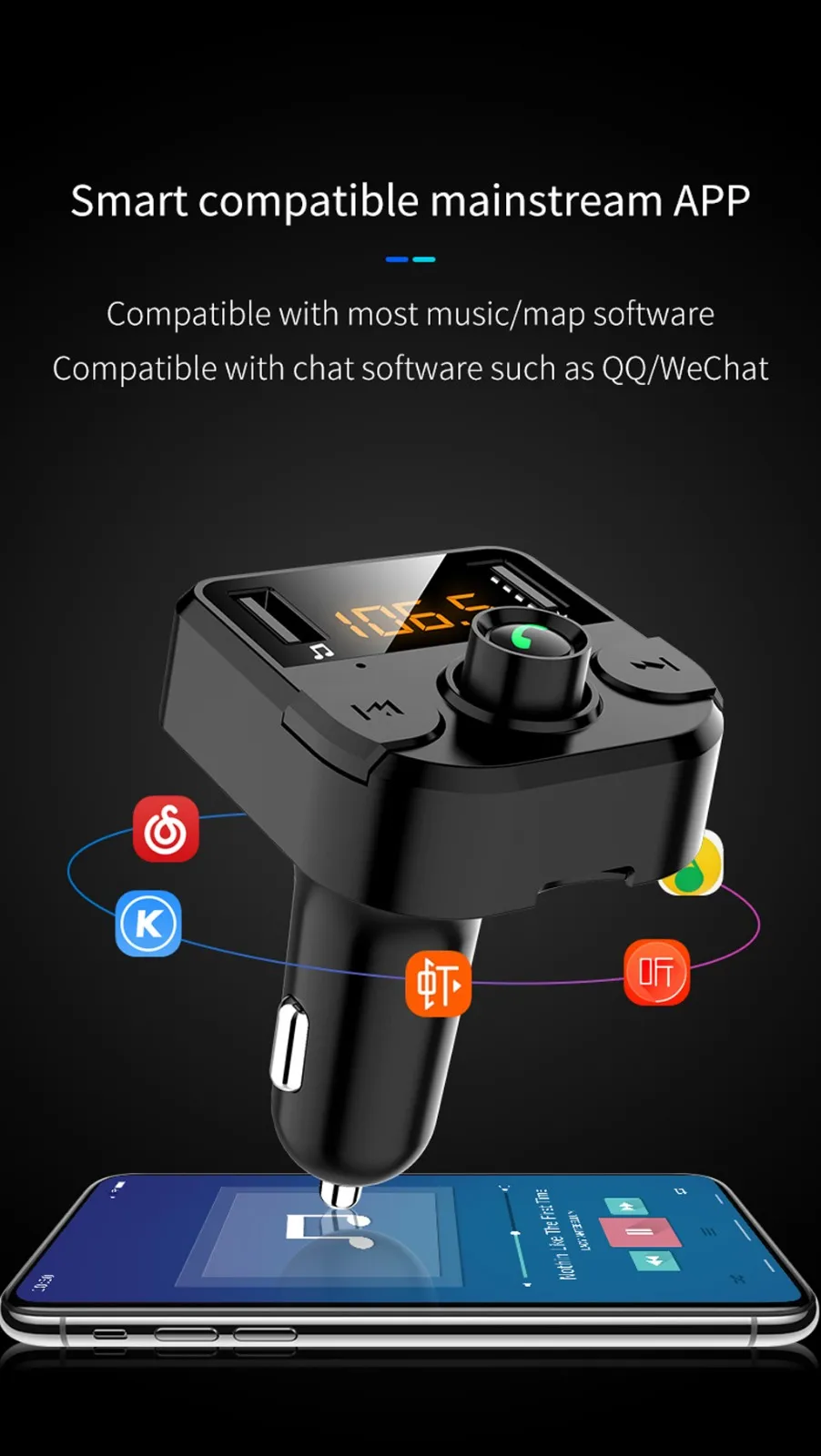 Новый автомобильный беспроводной FM трансмиттер 12 24 в Bluetooth V5.1 Модулятор MP3 плеер