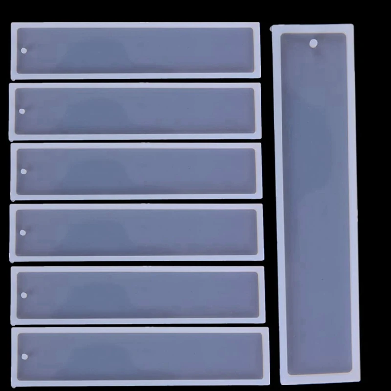 

NEW-8 Pack Rectangle Silicone Bookmark Mold 5.5Inch & 1x 7 Grids Square Lipstick Storage Box Holder Casting Silicone Mould