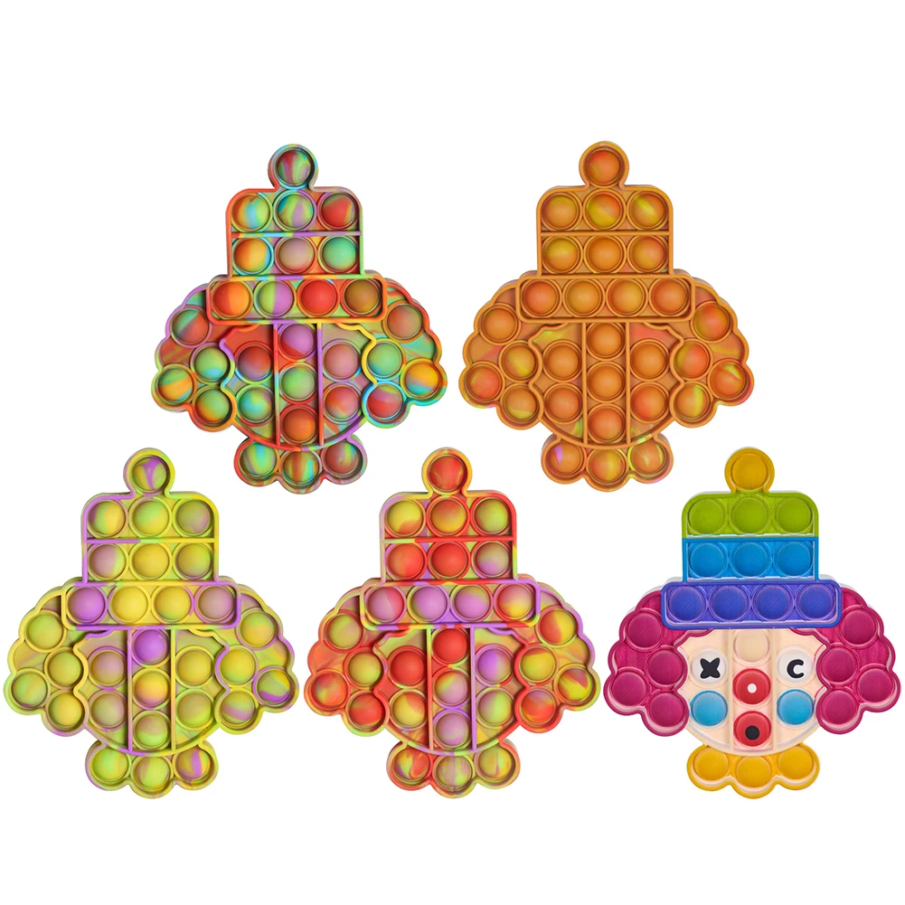 

Клоун пуш-пузырь сенсорная игрушка для снятия стресса настольная головоломка сжимаемые игрушки Красочный галстук-красящая мультяшная зло...
