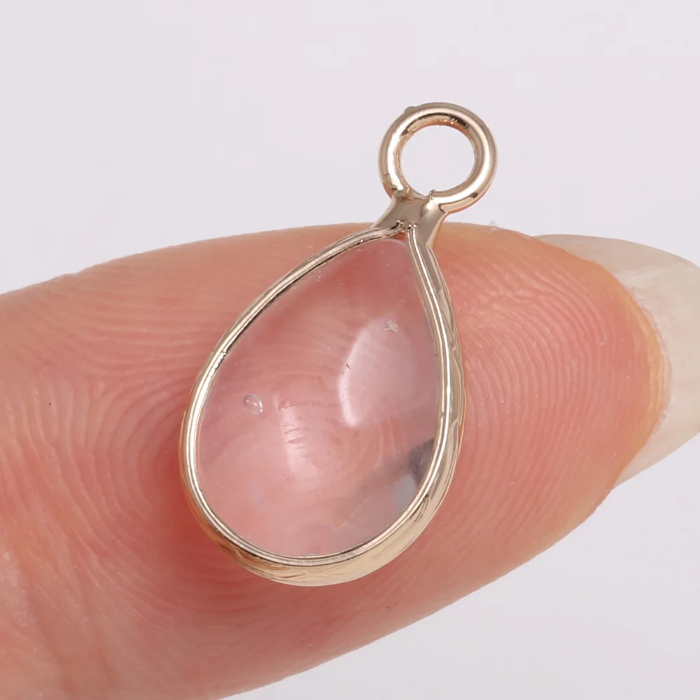 

Fashion Pendant Section Drop Shape Semi-precious Stone Edging Durable for Woman Women Girl Making DIY Jewelry Necklace 10x14mm