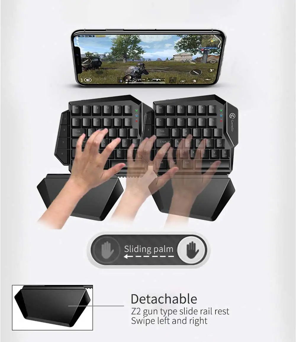 Z2 Gaming 2,4 GHz беспроводная клавиатура и мышь dpi комбинированная электронная Спортивная клавиатура с одной рукой для Android/Windows для игр PUBG FPS