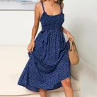 Сарафан женский с принтом в горошек, летнее платье на бретелях с высокой талией, для отдыха, пляжная одежда для женщин