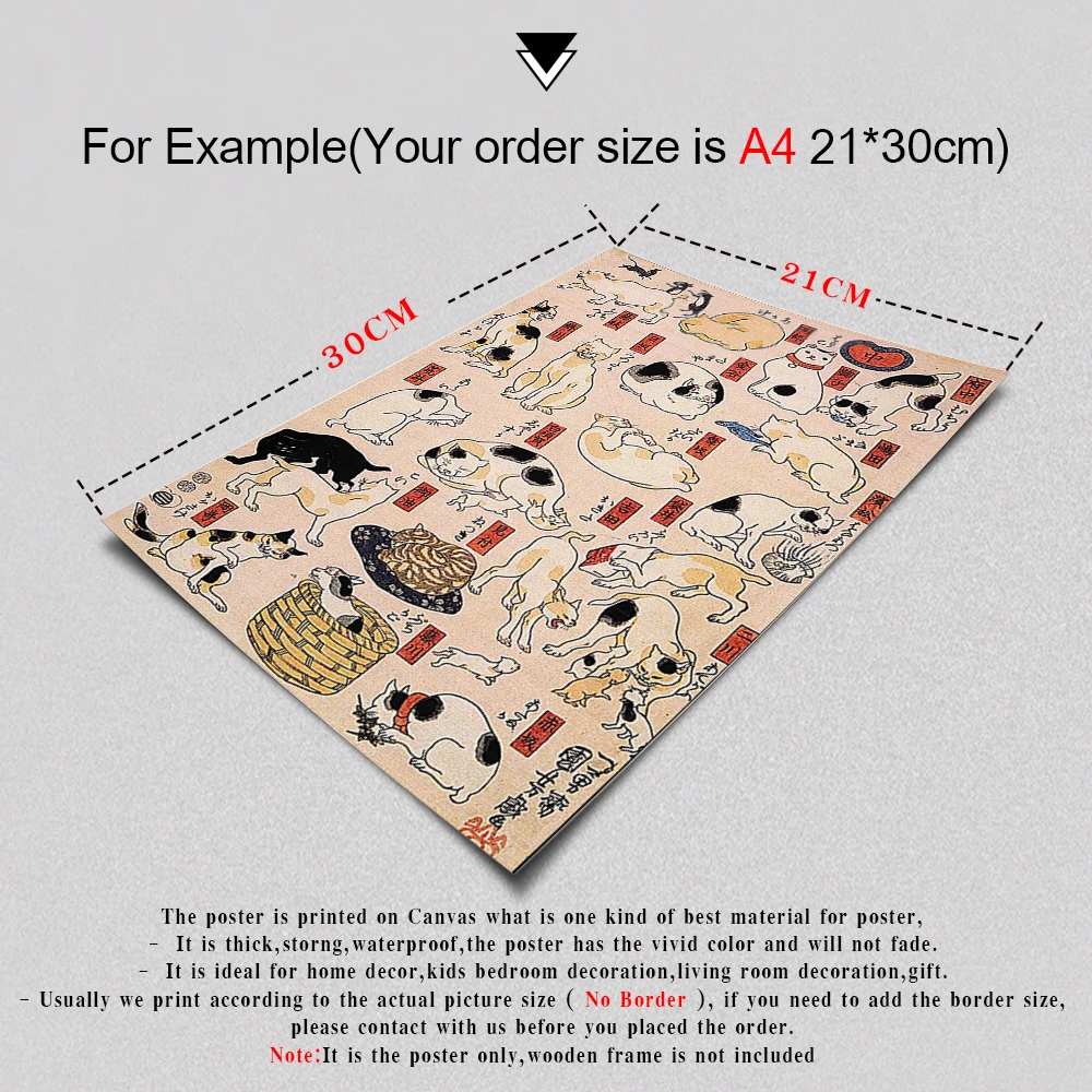 

Japan Wood Block Cat asian Nostalgia Home Decor Art Decor HD quality Cartoon Painting animal posters canvas painting