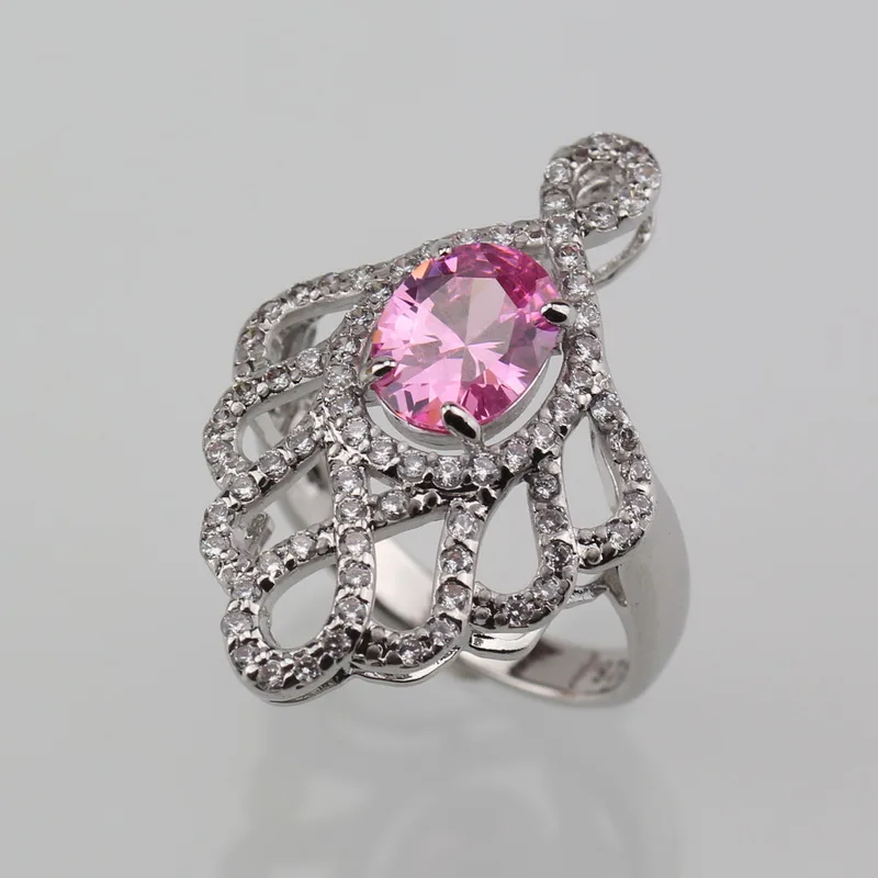 Young Sweet Женские свадебные Большие Ювелирные наборы серебряный цвет розовый CZ