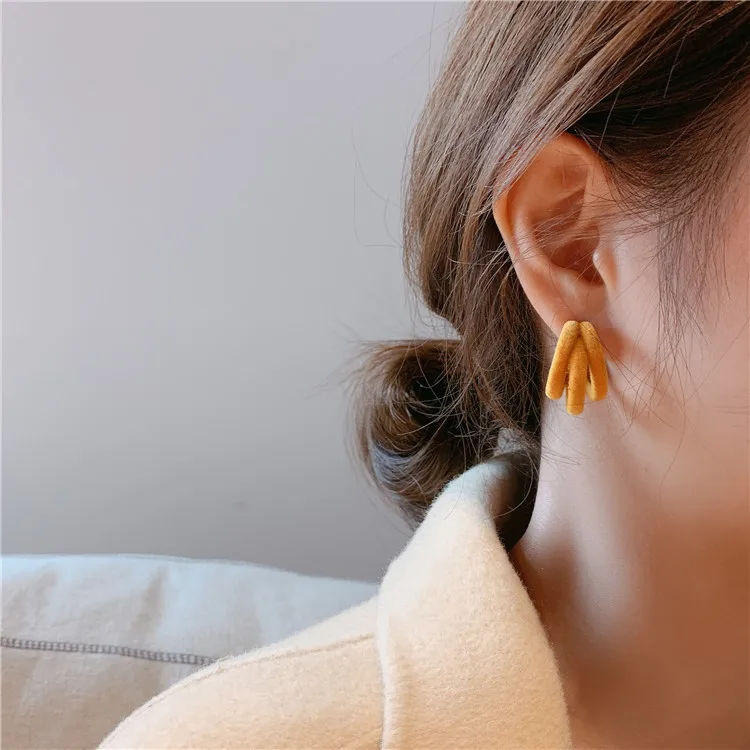 Новый дизайн простые винтажные шикарные цветные флокированные круглые серьги