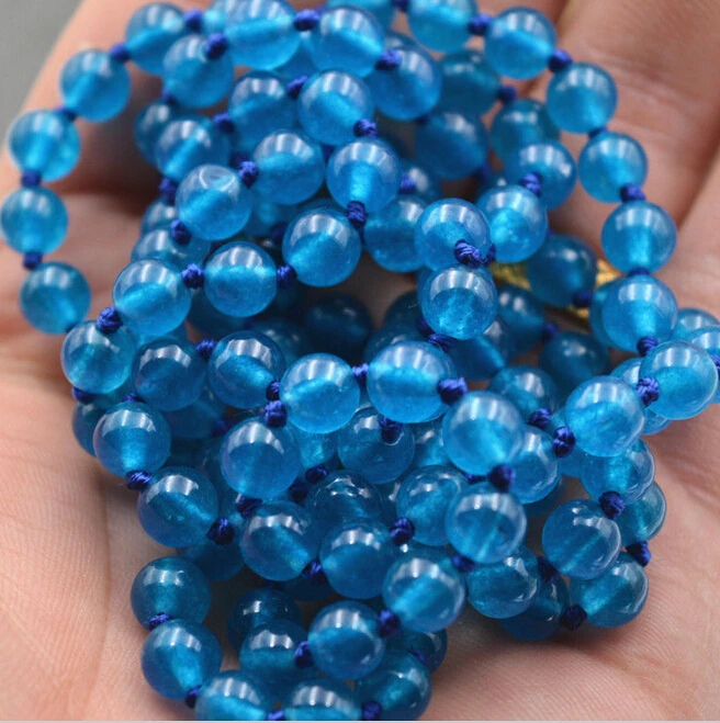 918 + Новый очаровательный 6 мм чернила-синий цвет апатитовые бусины Цепочки и