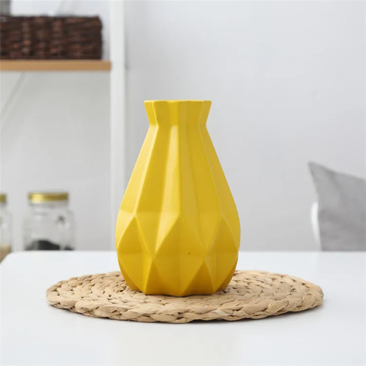Middle Yellow Европейская матовая Алмазная фарфоровая ваза, современная модная керамическая ваза для цветов, для кабинета, прихожей, домашнего свадебного украшения G - Цвет: Middle Yellow