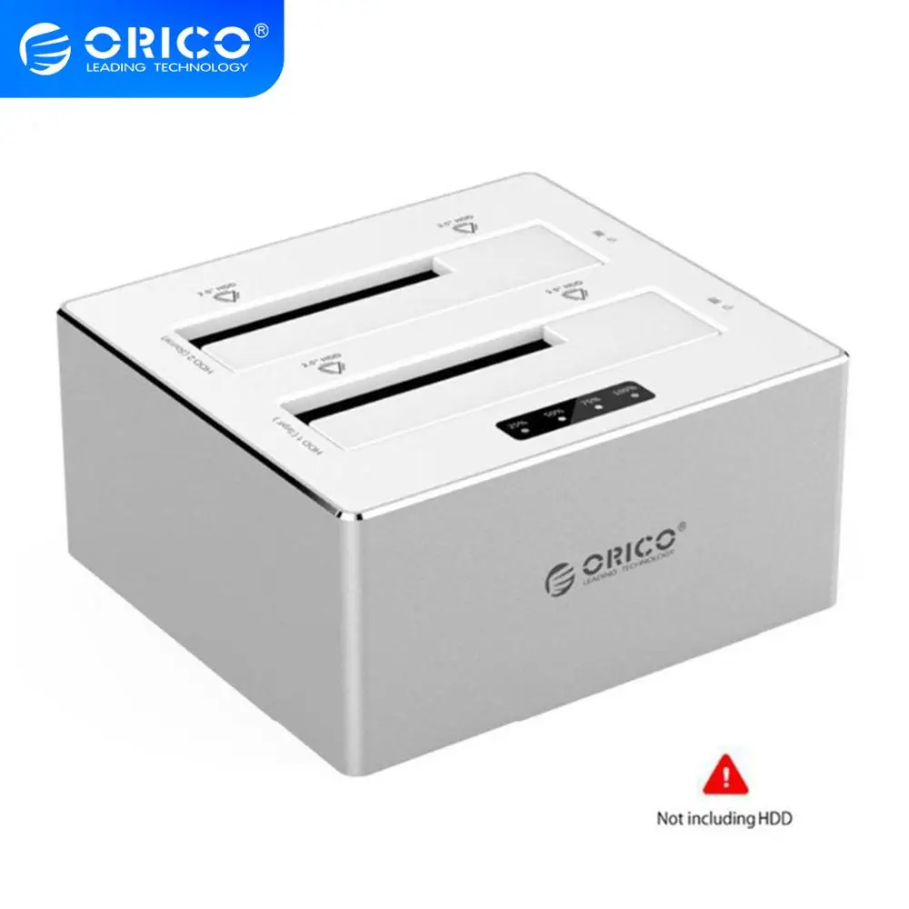 Док станция ORICO с USB 3 0 на SATA алюминиевая док двумя отсеками для HDD 2 5/3 5 дюйма SSD ОС