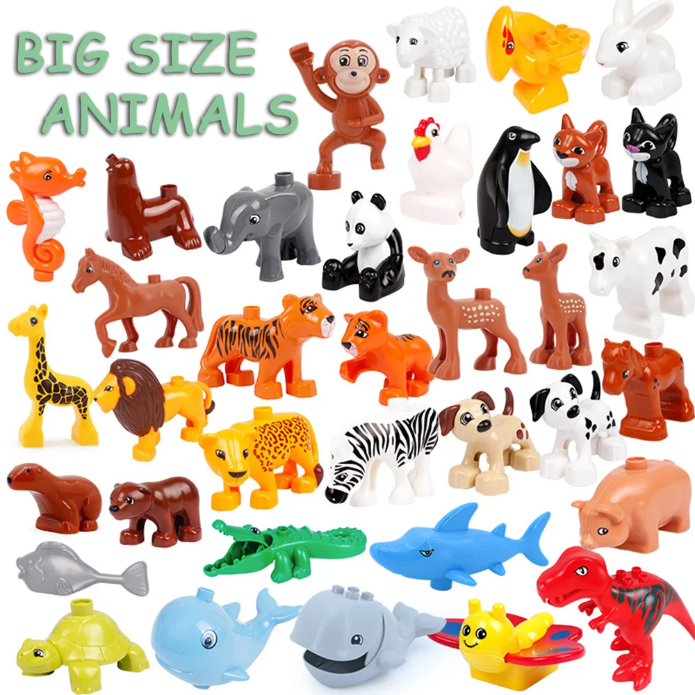 Big Size Animals Whale Crocodile seal deer Panda Enlightenment Aminal Toys For Children Kids Compatible Big Size For Kids Gifts