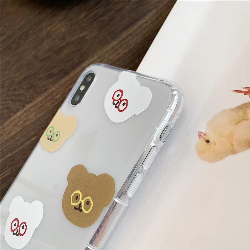 Милые очки в Корейском стиле с рисунком медведя для iphone 8 7 coque xr xs max x 6 6s plus