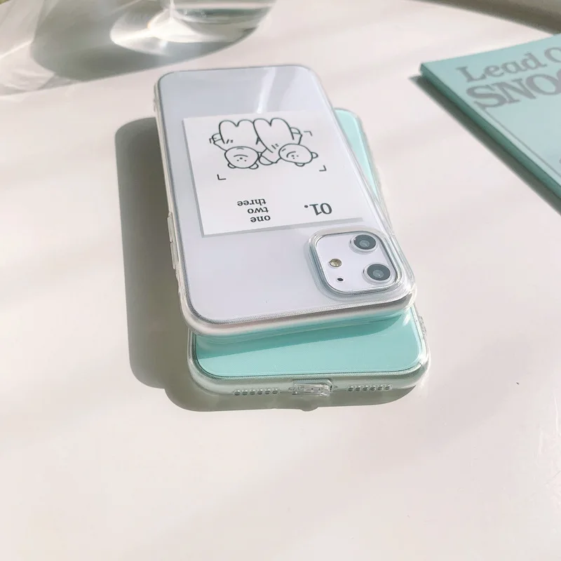 INS Корея милая пара фоторамка любовь медведь ТПУ чехол для телефона iPhone 11 Pro Max
