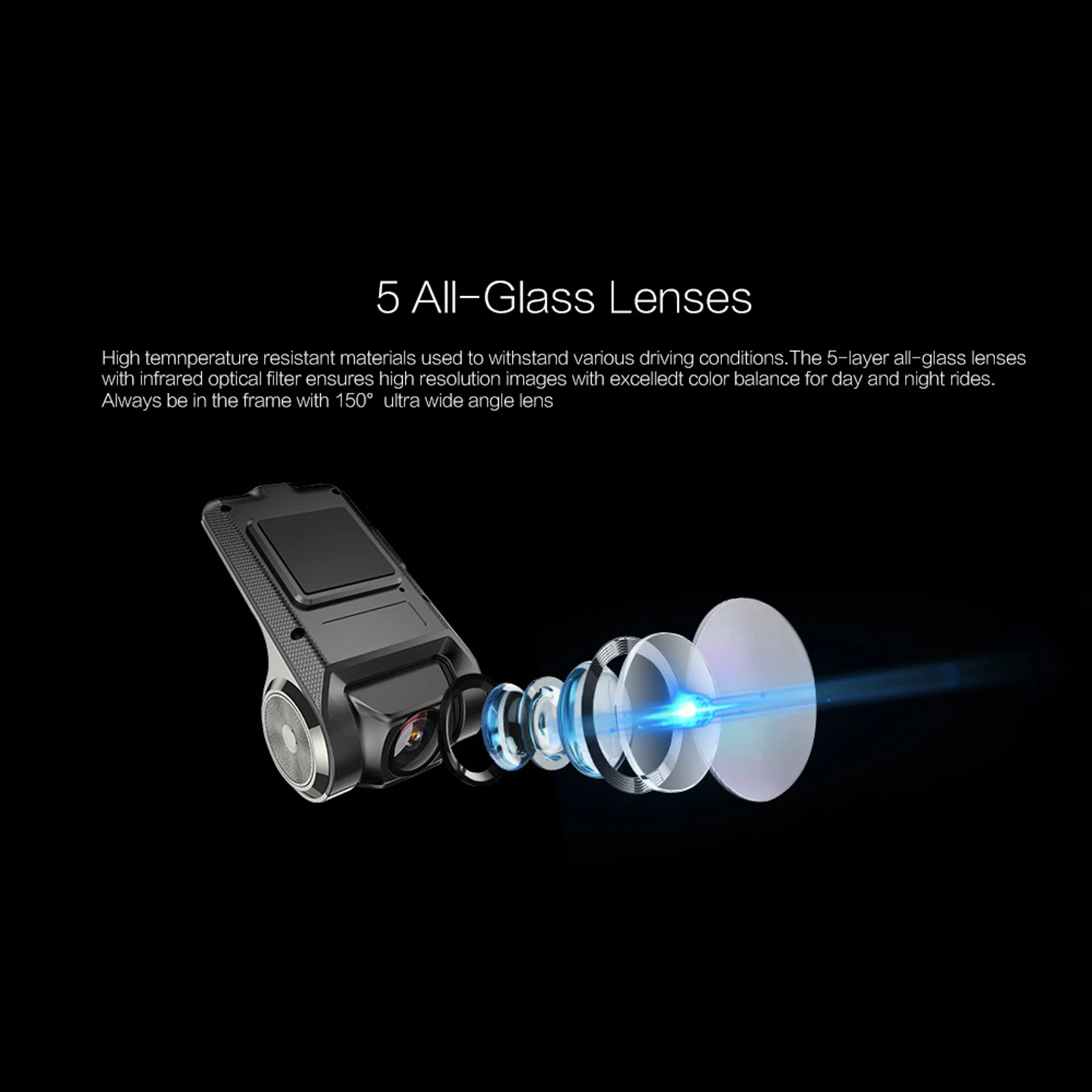 

Dash Cam Full 1080p/30fps HD Electronic Dog In Car Camera 150 Front Built-In Wi-Fi USB Night Vision Auto Loop Recording