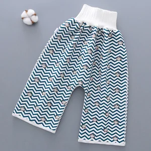 Удобные штаны для детских подгузников с мультяшным рисунком, водонепроницаемые непротекаемые штаны с высокой талией и защитой от живота NSV775