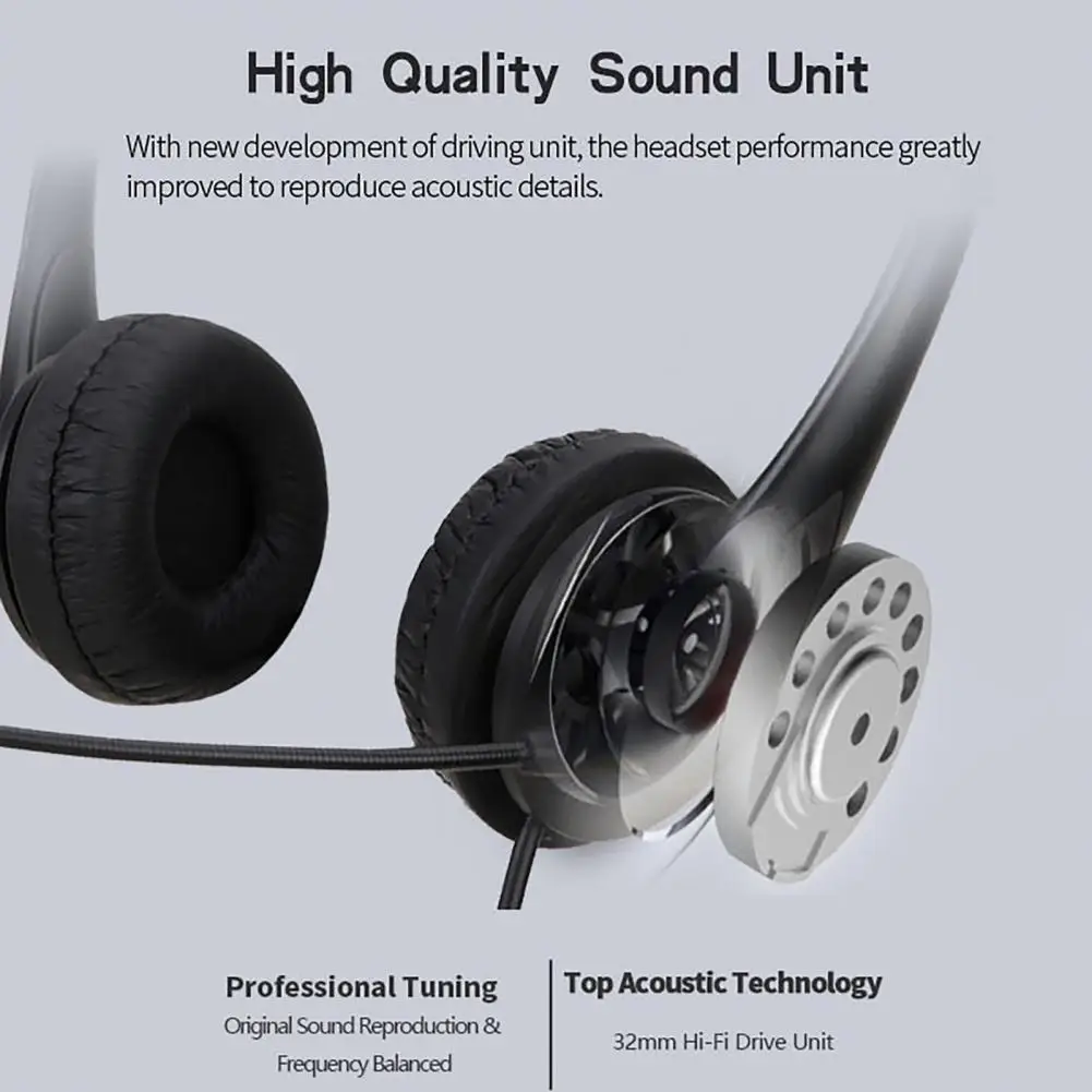 

Clear Calls Adjustable Over Ear USB Binaural Headphone for Computer