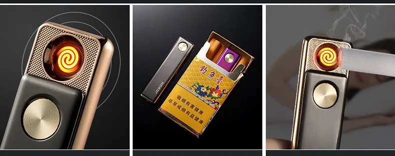 Jobon USB Зажигалка, ультра тонкая ветрозащитная металлическая зажигалка, Электронная зажигалка подарочная упаковка