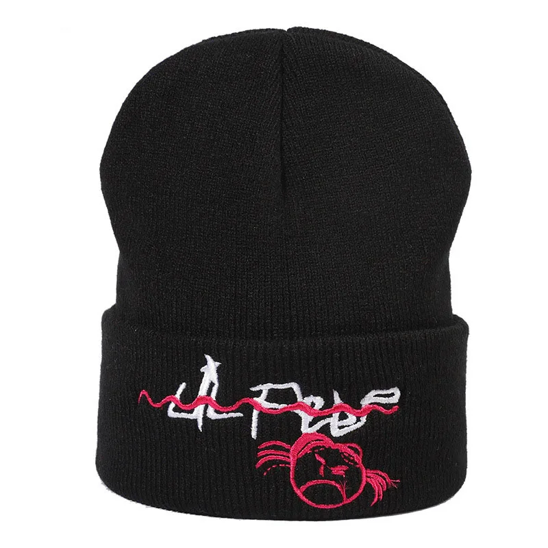 

Мужская Женская осенне-зимняя новая лыжная шапка с капюшоном для отдыха на открытом воздухе с вышивкой буквами LIL PEEP защита ушей теплая вяза...