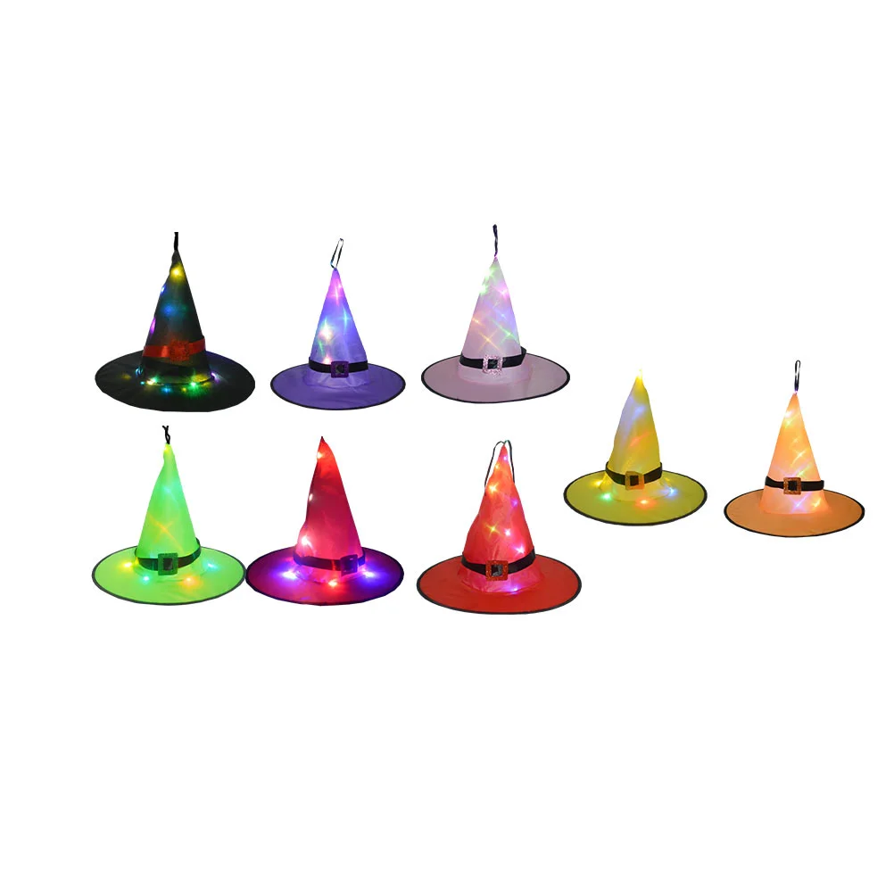 

8Pcs Lighted Witch Hats Witch Caps Hanging Decoration Hats Party Supplies