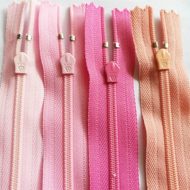 

100 Pcs/lot Most Free Shipping YKK Nylon Coil Zippers Fasteners Pink Apricot for Pants Skirt Handmade Art Diy