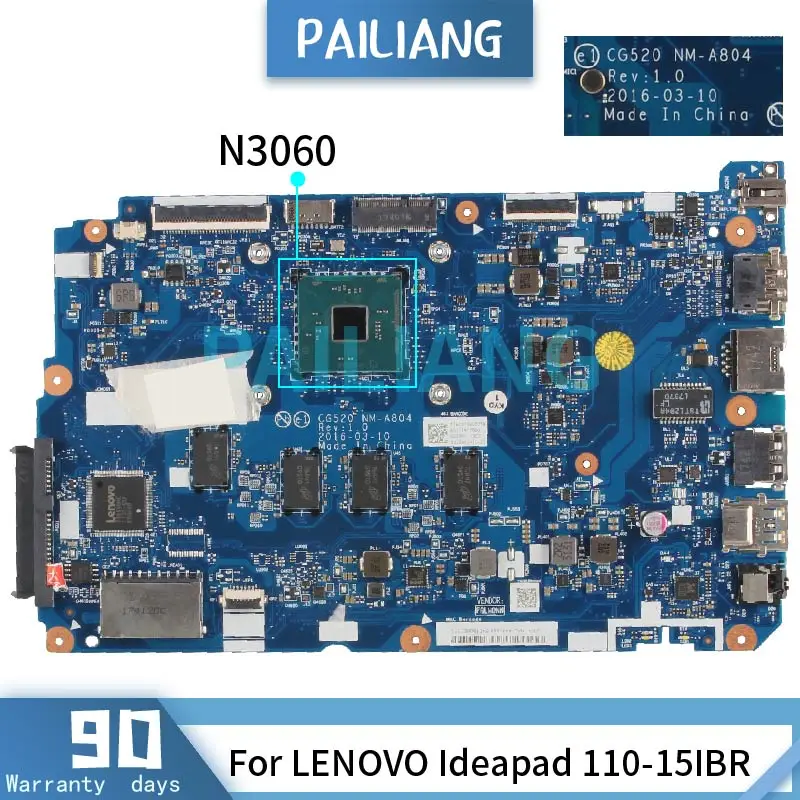 Материнская плата для ноутбука LENOVO Ideapad 110-15IBR N3060 NM-A804 SR2KN с 4 Гб оперативной памяти
