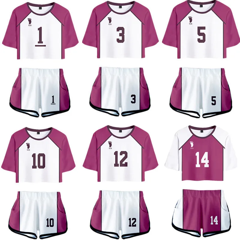 

Haikyuu Women Anime Cosplay Costume Competition Dedicated Cheerleading 3D Cartoons Short-sleeve Shirts Summer Thin Section