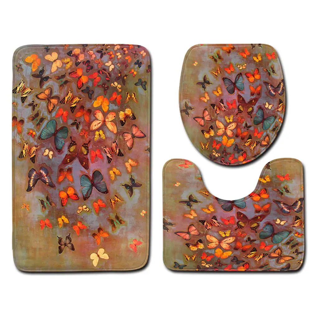 Nordic 3D бабочка туалет для ванной коврик ковер комплекты Ванная комната душевая