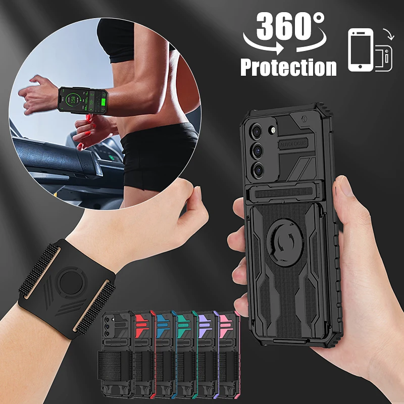 

Shockproof Protection Wristband Bracket Phone Cover forXiaoMi11/11Pro Redmi note11Pro5G PocoX3/X3NFC Phone Case with sportswear