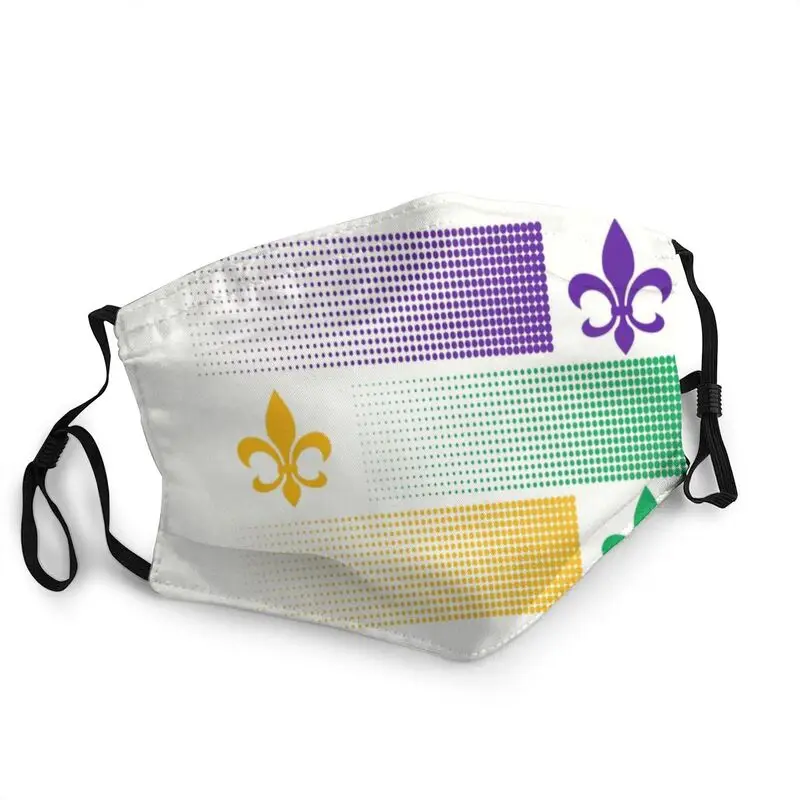 

Mardi Gras Fleur De Lis Design Mask Dustproof Washable France Lily Flower Face Mask Protection Men Women Respirator Mouth Muffle