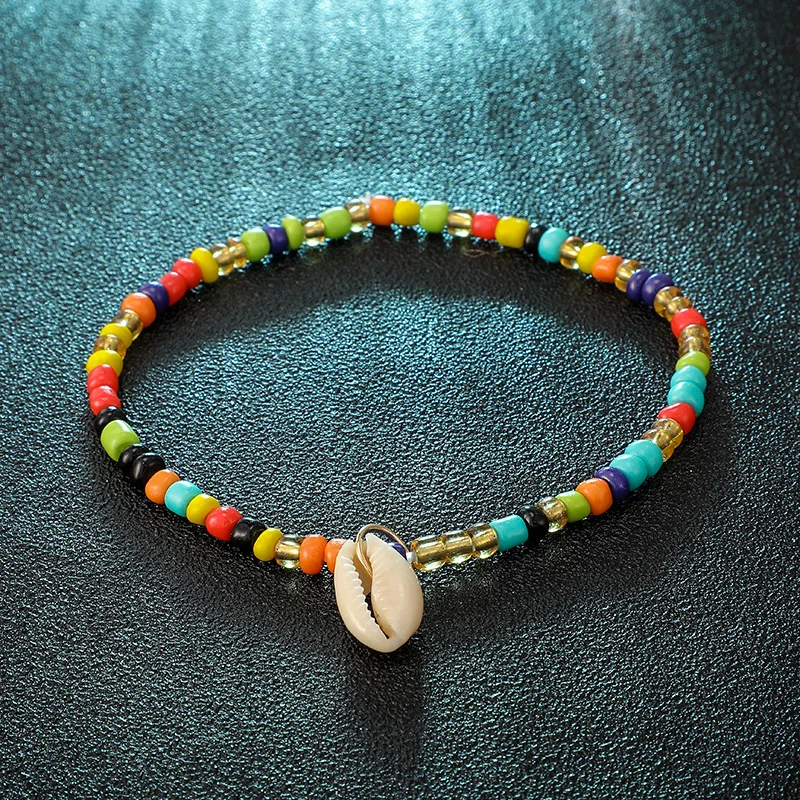 

Romantic Shell Pendant Multi Color Beads Anklet For Women Charm Anklet Foot Bracelet Wedding Gift Jewelry