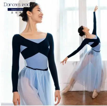 

Ballet gymnastics leotard Ballerina training costume for women Dance wear Adult Yoga bodysuit color contrast ballet suit