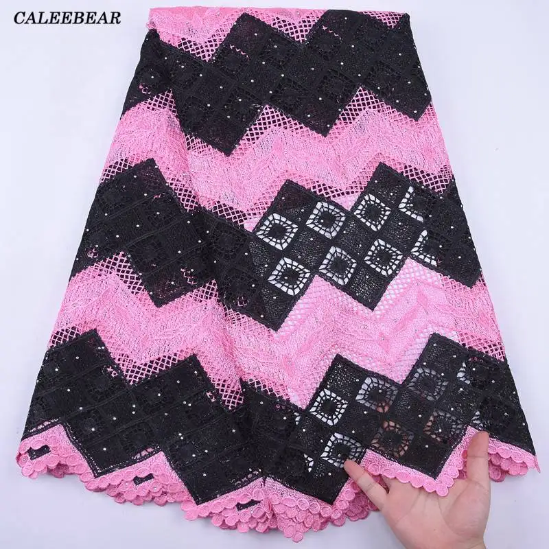 

Newest Nigerian Guipure Cord Lace Fabric 2020 High Quality African Lace Fabric Embroidery French Net Lace Fabric For Party S2003