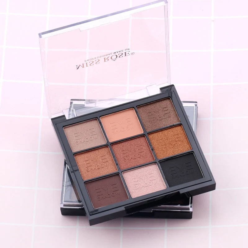 MISS ROSE 9 Colors Nude Eye Shadow Palette Matte Glitter Eyes Beauty Makeup Shimmer Palette Cosmetic Bling Bling Eyeshadow