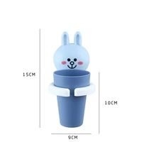 Cartoon Animal Toothbrush Holder Punch-Free Bathroom Accessories Wall-Mounted Mouthwash Cup Comb Toothpaste Tube Storage Rack