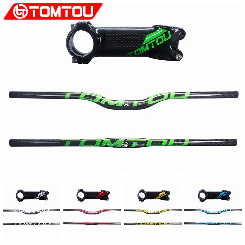 TOMTOU глянцевый 3K Углеродное волокно велосипед MTB комплекты для руля плоский стояк руля 31,8 мм для частей горного велосипеда-TS6T03